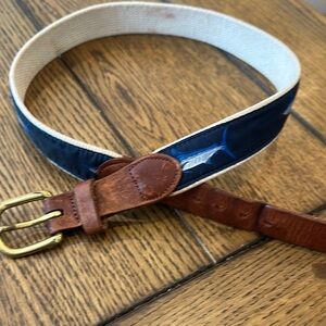 Brown Leather and Blue Canvas boys belt a